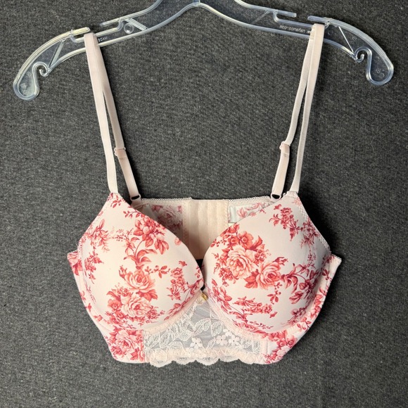 Laura Ashley Other - Laura Ashley Floral Push Up Bra‎ 36C Pink Red Rose Lace Longline